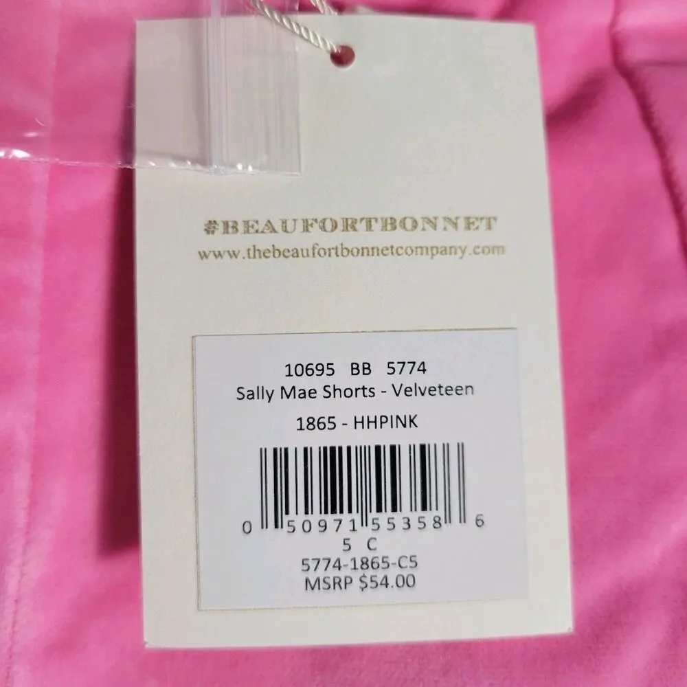 The Beaufort Bonnet Company NWT Hot Pink Velveteen Sally Mae Shorts Girls Size 5